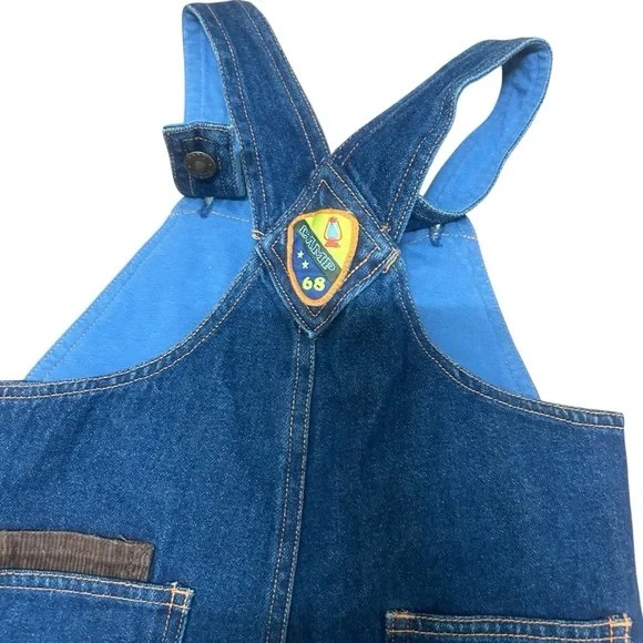 Vintage Disney Pooh Bear Denim Overalls Embroidered Camping Theme 24 months - Picture 6 of 8